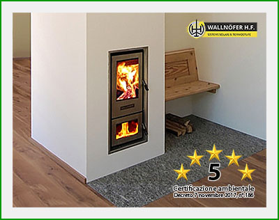 WALLNÖFER - Termocamino a legna VAJOLET BASIC 5S  con gassificazione a fiamma inversa